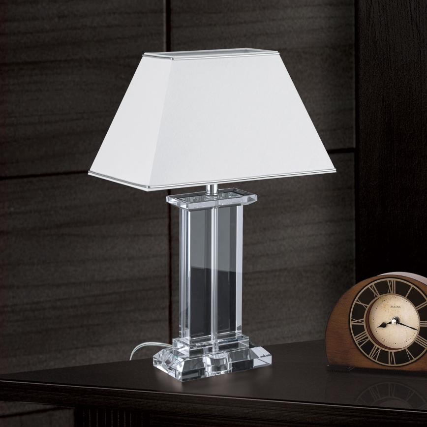 Kryształowa lampa stołowa VERONIQUE 1xE27/60W/230V biały/przezroczysty