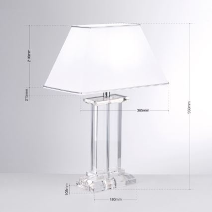 Kryształowa lampa stołowa VERONIQUE 1xE27/60W/230V biały/przezroczysty