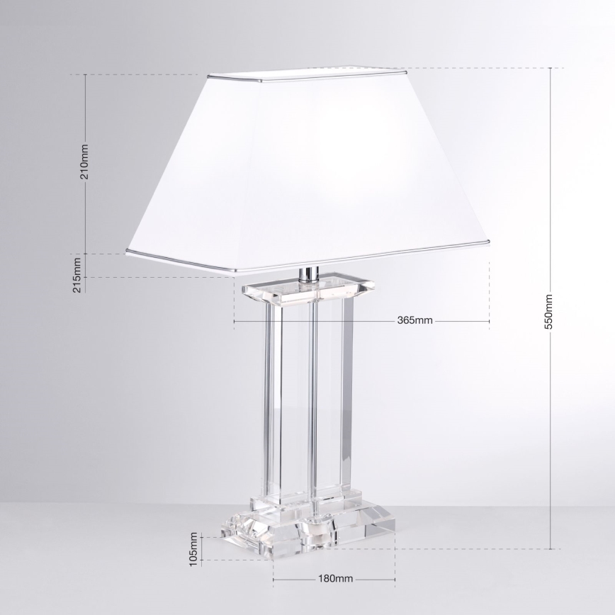 Kryształowa lampa stołowa VERONIQUE 1xE27/60W/230V biały/przezroczysty