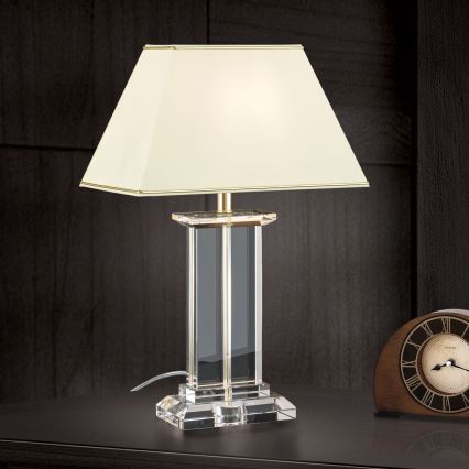 Kryształowa lampa stołowa VERONIQUE 1xE27/60W/230V kremowy/przezroczysty