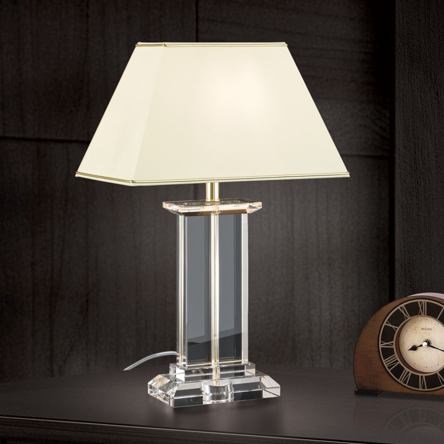Kryształowa lampa stołowa VERONIQUE 1xE27/60W/230V kremowy/przezroczysty