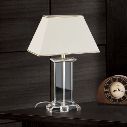 Kryształowa lampa stołowa VERONIQUE 1xE27/60W/230V kremowy/przezroczysty