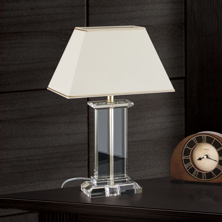 Kryształowa lampa stołowa VERONIQUE 1xE27/60W/230V kremowy/przezroczysty