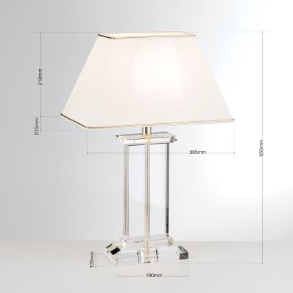 Kryształowa lampa stołowa VERONIQUE 1xE27/60W/230V kremowy/przezroczysty