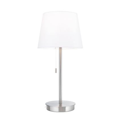 Lampa stołowa z portem USB LUDWIG 1xE27/40W/230V 50 cm biała/matowy chrom
