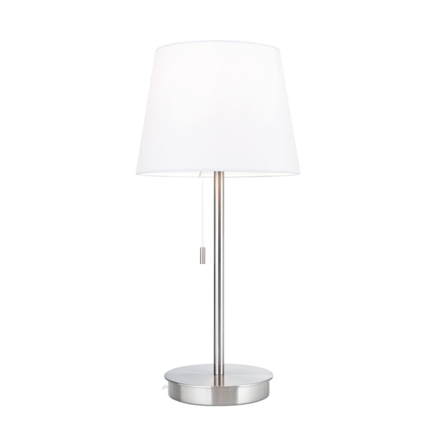 Lampa stołowa z portem USB LUDWIG 1xE27/40W/230V 50 cm biała/matowy chrom