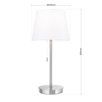 Lampa stołowa z portem USB LUDWIG 1xE27/40W/230V 50 cm biała/matowy chrom