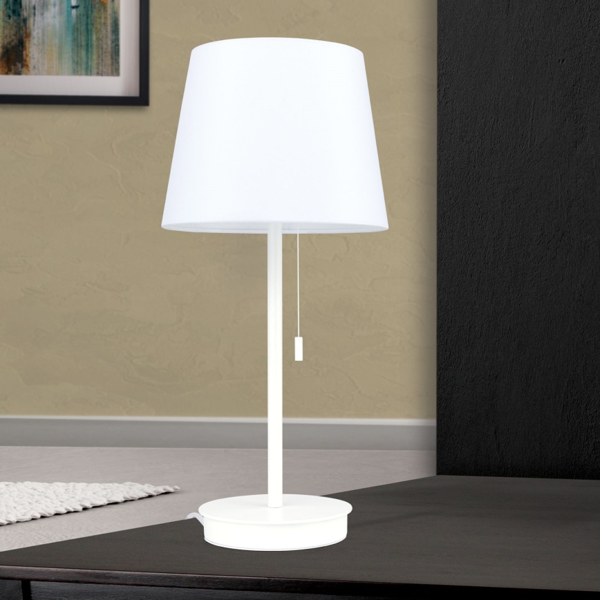Lampa stołowa z portem USB LUDWIG 1xE27/40W/230V 50 cm biała