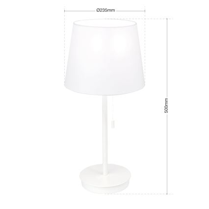 Lampa stołowa z portem USB LUDWIG 1xE27/40W/230V 50 cm biała