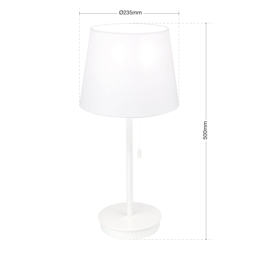 Lampa stołowa z portem USB LUDWIG 1xE27/40W/230V 50 cm biała