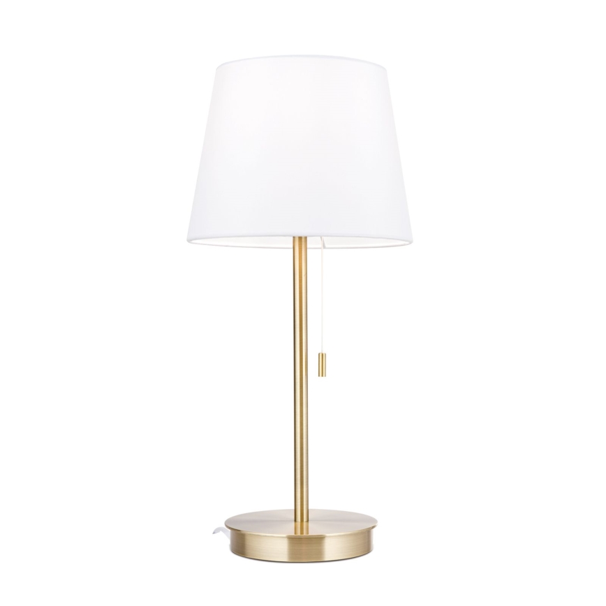 Lampa stołowa z portem USB LUDWIG 1xE27/40W/230V 50 cm biała/złota