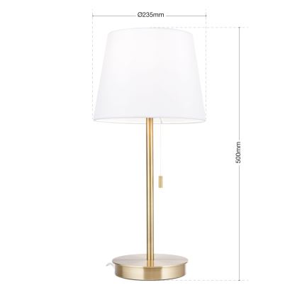 Lampa stołowa z portem USB LUDWIG 1xE27/40W/230V 50 cm biała/złota