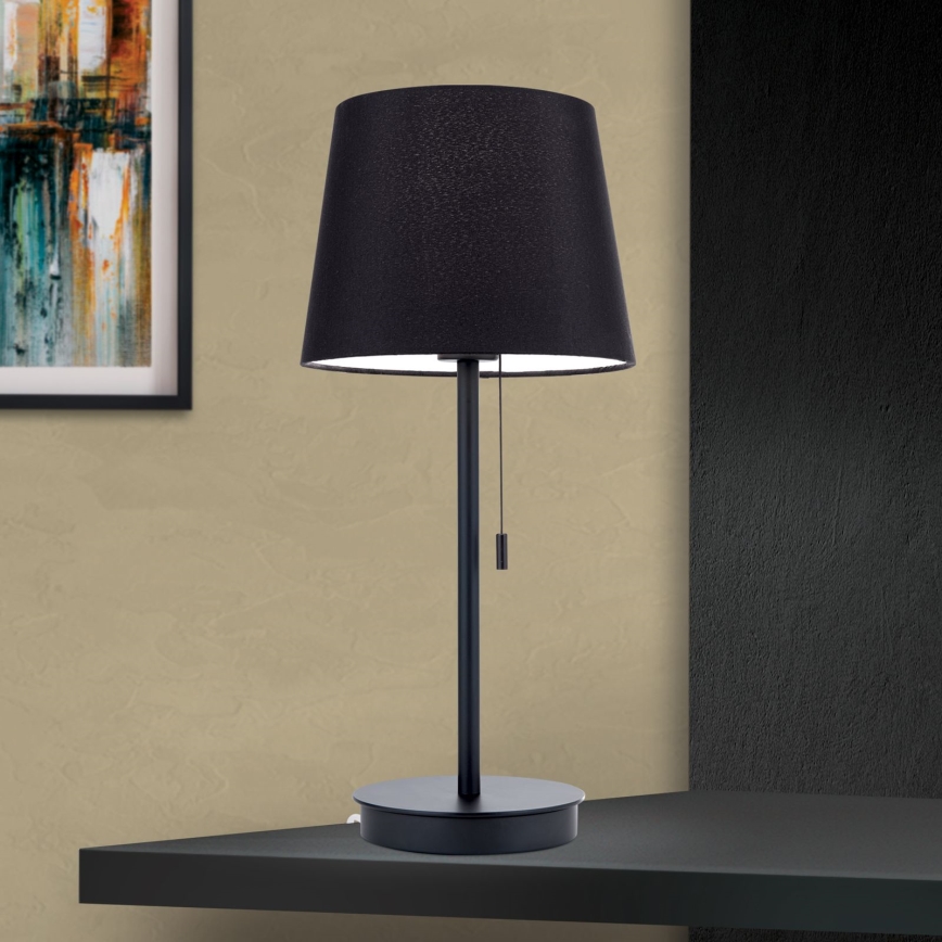 Lampa stołowa z portem USB LUDWIG 1xE27/40W/230V 50 cm czarna