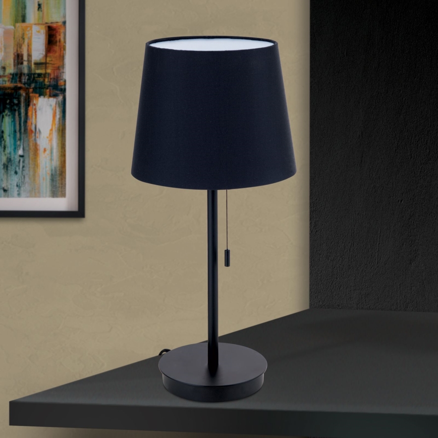 Lampa stołowa z portem USB LUDWIG 1xE27/40W/230V 50 cm czarna