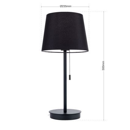 Lampa stołowa z portem USB LUDWIG 1xE27/40W/230V 50 cm czarna