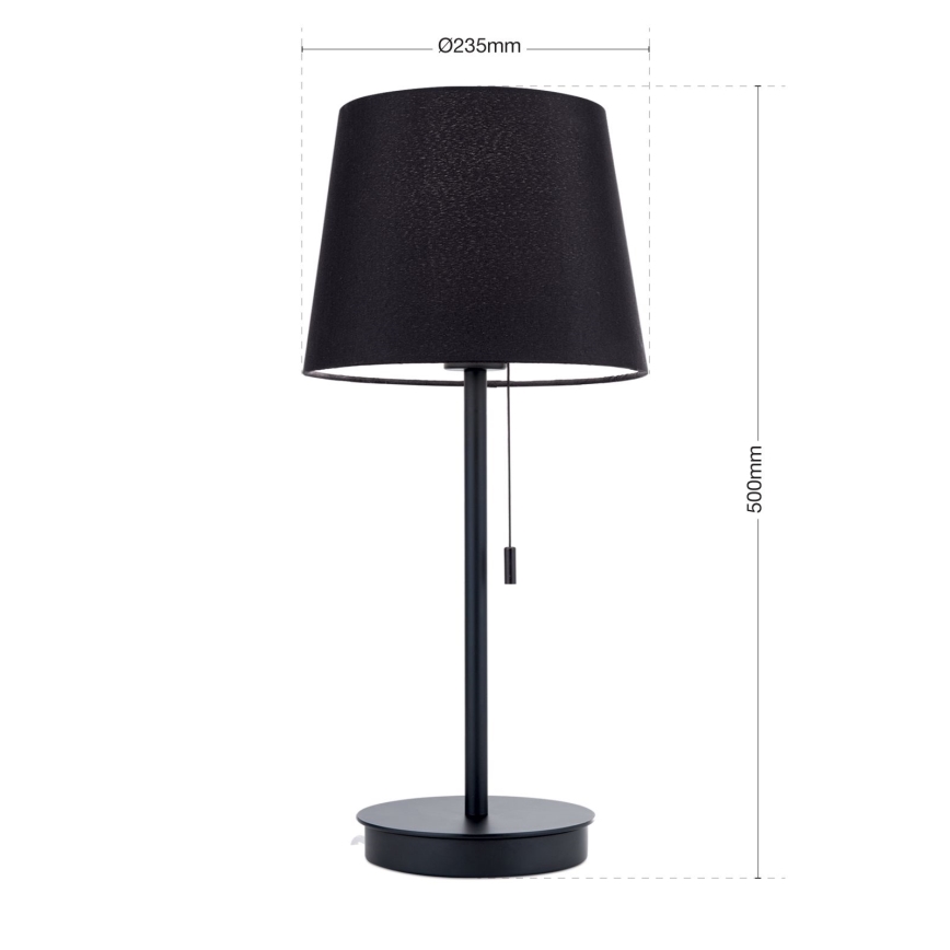 Lampa stołowa z portem USB LUDWIG 1xE27/40W/230V 50 cm czarna
