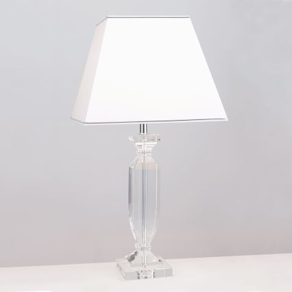 Kryształowa lampa stołowa POKAL 1xE27/60W/230V biała/przezroczysta