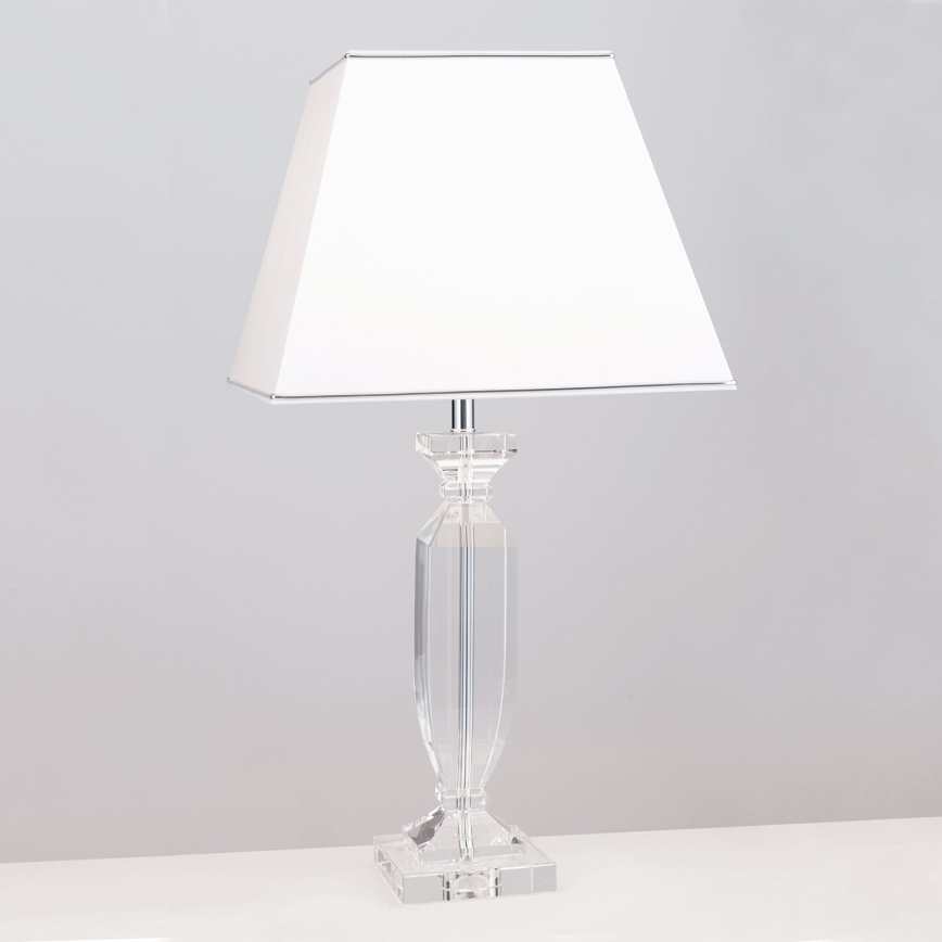 Kryształowa lampa stołowa POKAL 1xE27/60W/230V biała/przezroczysta