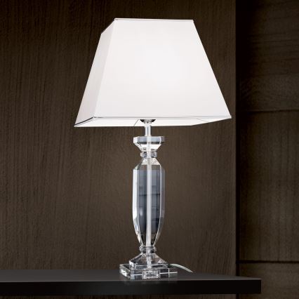 Kryształowa lampa stołowa POKAL 1xE27/60W/230V biała/przezroczysta