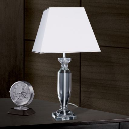 Kryształowa lampa stołowa POKAL 1xE27/60W/230V biała/przezroczysta