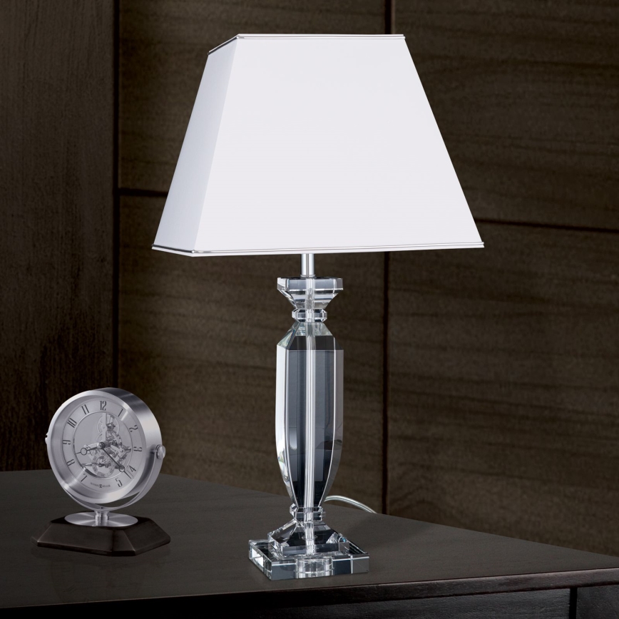 Kryształowa lampa stołowa POKAL 1xE27/60W/230V biała/przezroczysta