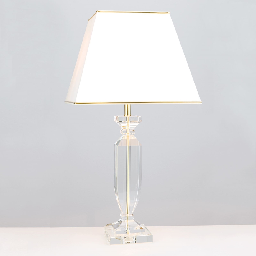 Kryształowa lampa stołowa POKAL 1xE27/60W/230V kremowa/przezroczysta