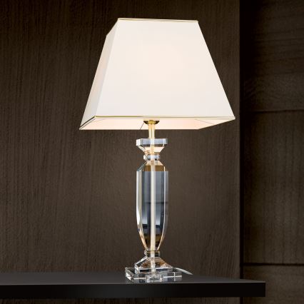 Kryształowa lampa stołowa POKAL 1xE27/60W/230V kremowa/przezroczysta