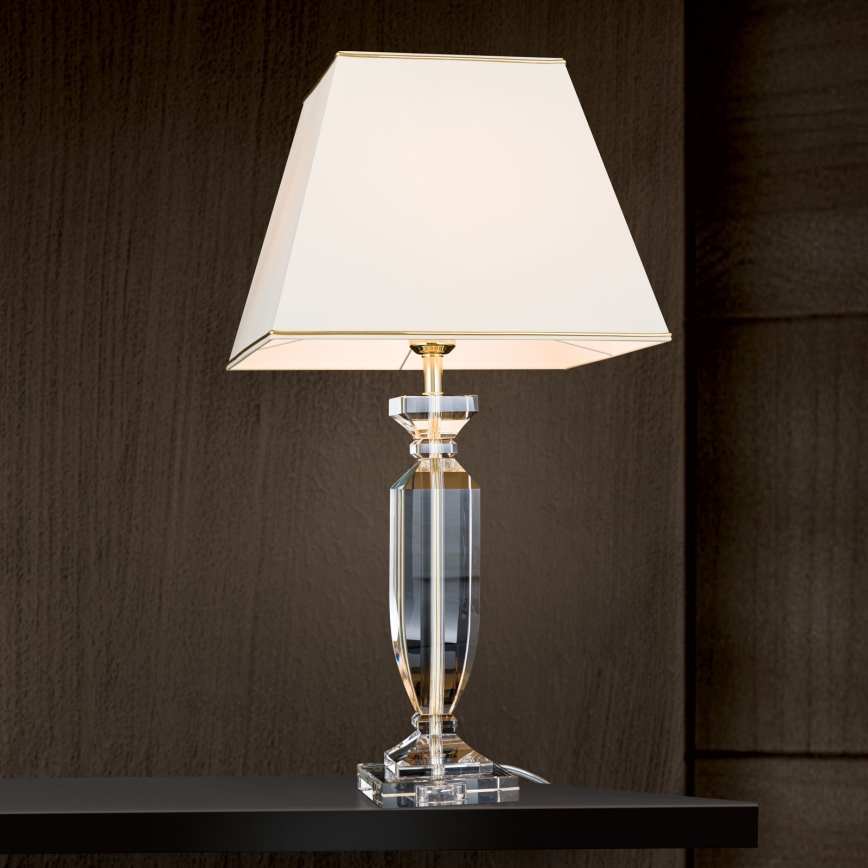 Kryształowa lampa stołowa POKAL 1xE27/60W/230V kremowa/przezroczysta