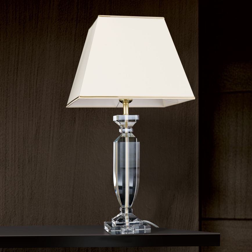 Kryształowa lampa stołowa POKAL 1xE27/60W/230V kremowa/przezroczysta