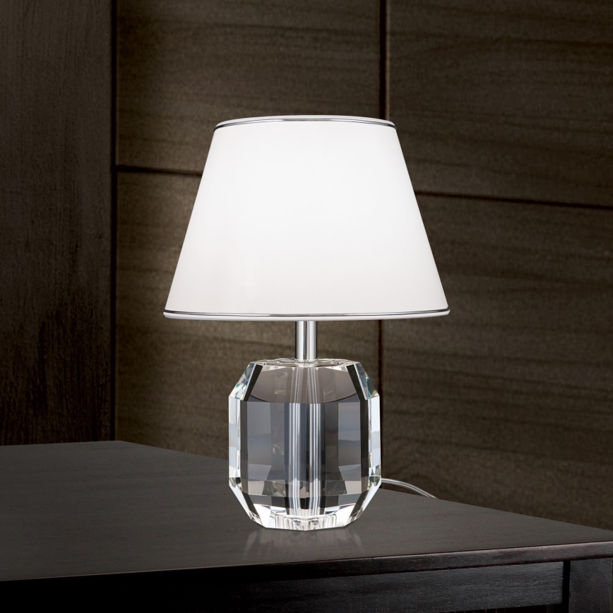 Lampa stołowa ALEXIS 1xE27/60W/230V biały/chrom błyszczący/przezroczysty