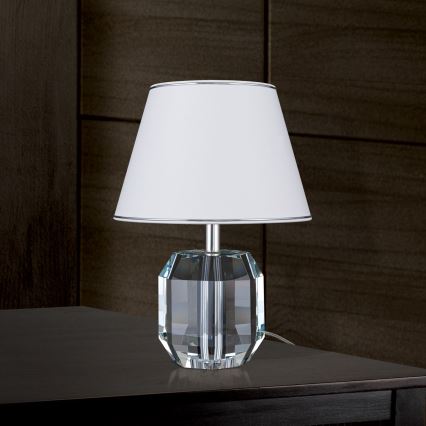 Lampa stołowa ALEXIS 1xE27/60W/230V biały/chrom błyszczący/przezroczysty