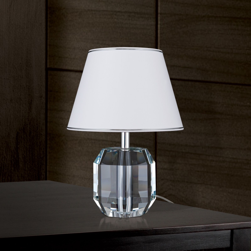 Lampa stołowa ALEXIS 1xE27/60W/230V biały/chrom błyszczący/przezroczysty