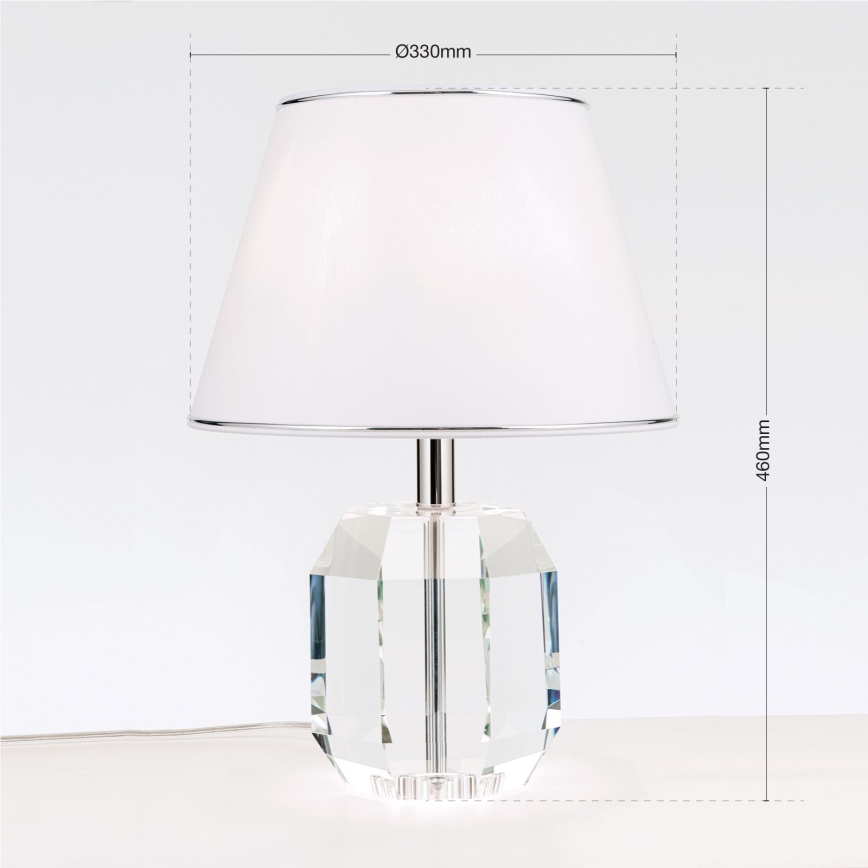 Lampa stołowa ALEXIS 1xE27/60W/230V biały/chrom błyszczący/przezroczysty