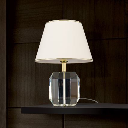 Lampa stołowa ALEXIS 1xE27/60W/230V kremowy/złoty/przezroczysty