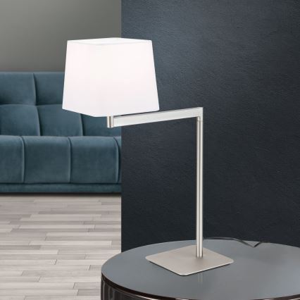 Lampa stołowa CARLTON 1xE27/40W/230V biały/matowy chrom