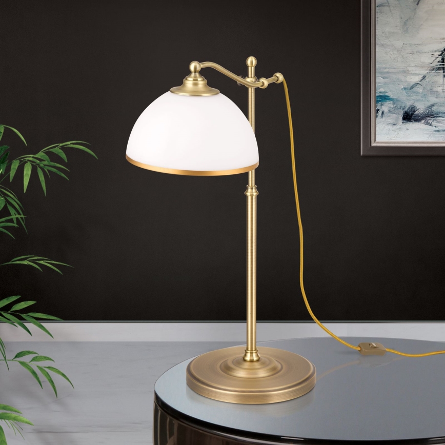 Lampa stołowa OLD LAMP 1xE27/40W/230V 65 cm biały/mosiądz
