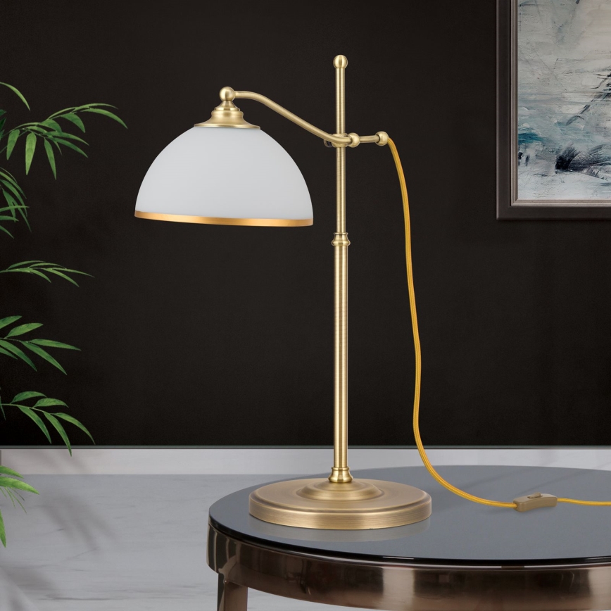 Lampa stołowa OLD LAMP 1xE27/40W/230V 65 cm biały/mosiądz