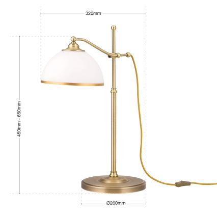 Lampa stołowa OLD LAMP 1xE27/40W/230V 65 cm biały/mosiądz
