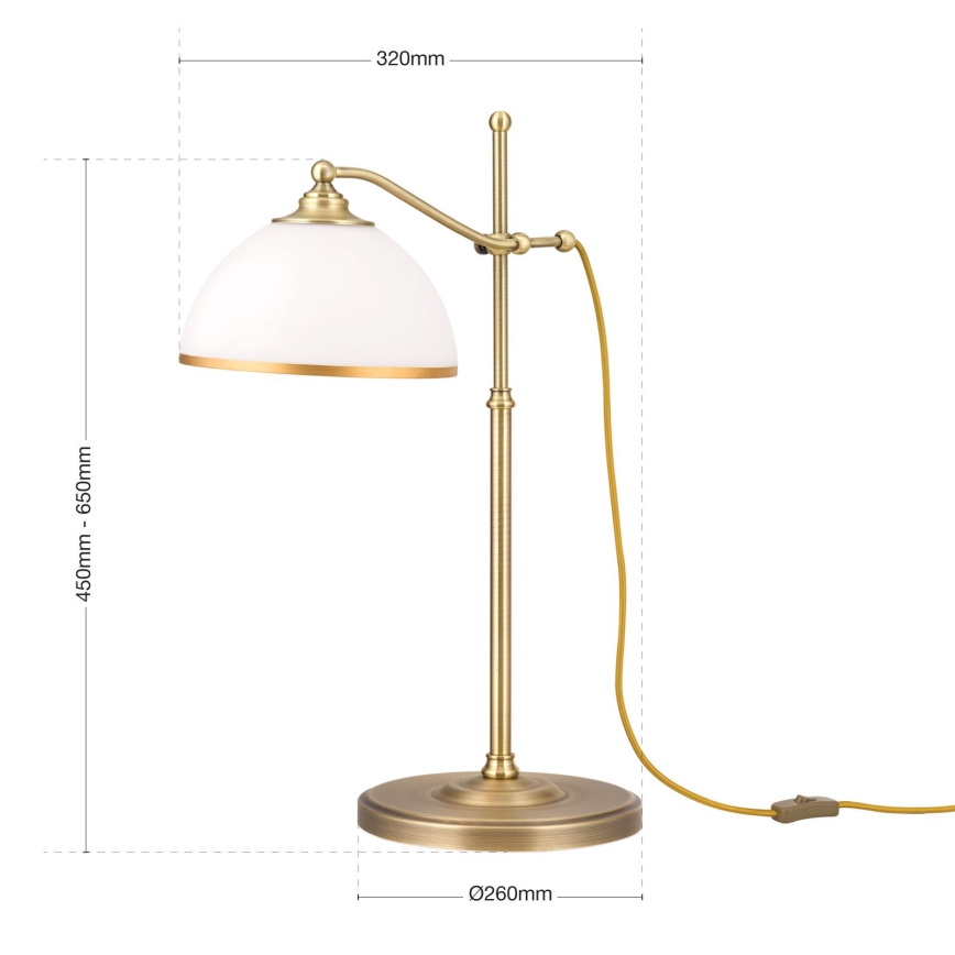 Lampa stołowa OLD LAMP 1xE27/40W/230V 65 cm biały/mosiądz