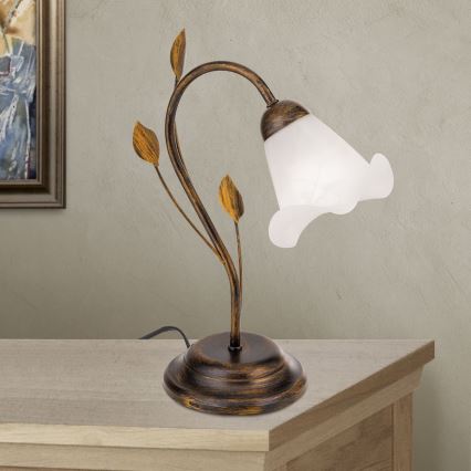 Lampa stołowa SISI 1xE14/40W/230V brąz/patyna