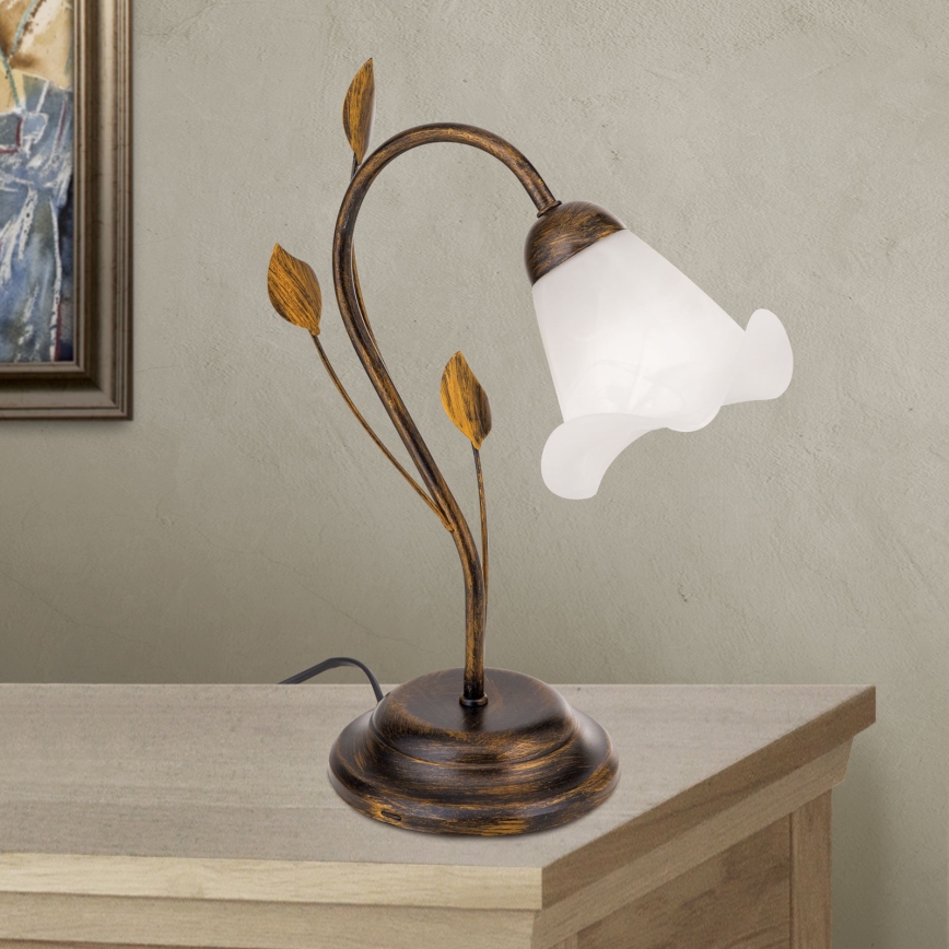Lampa stołowa SISI 1xE14/40W/230V brąz/patyna