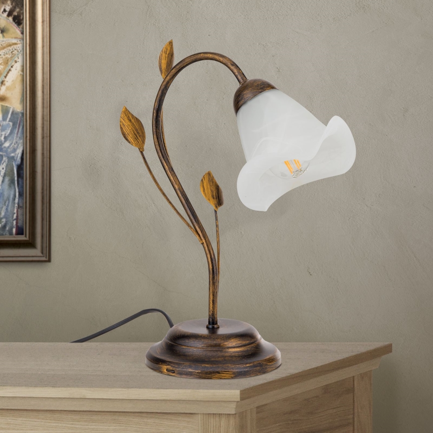 Lampa stołowa SISI 1xE14/40W/230V brąz/patyna