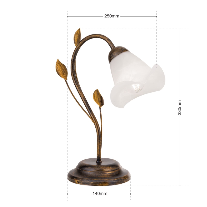 Lampa stołowa SISI 1xE14/40W/230V brąz/patyna
