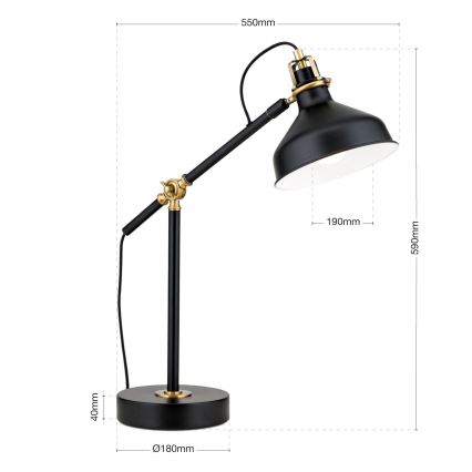 Lampa stołowa SCHILLER 1xE27/40W/230V czarny/brąz