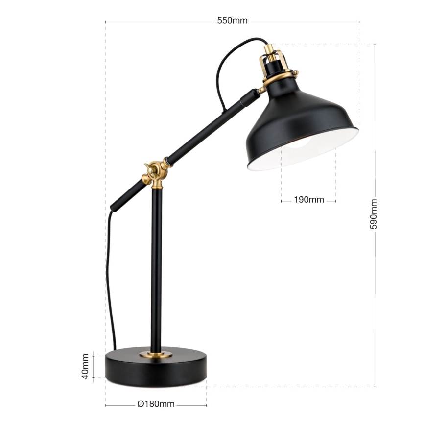 Lampa stołowa SCHILLER 1xE27/40W/230V czarny/brąz