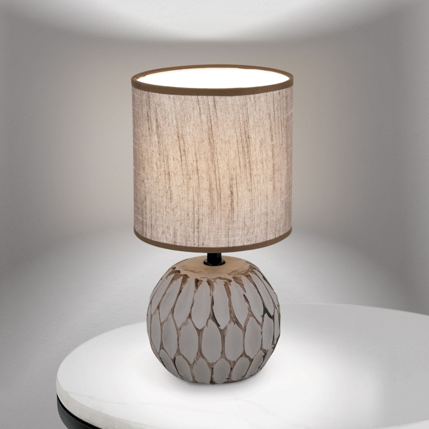 Lampa stołowa PINIA 1xE14/25W/230V ceramika beżowy/szary