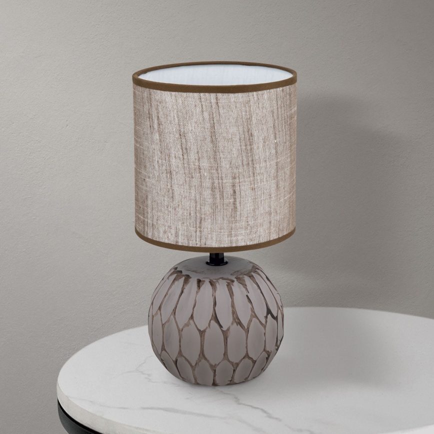 Lampa stołowa PINIA 1xE14/25W/230V ceramika beżowy/szary