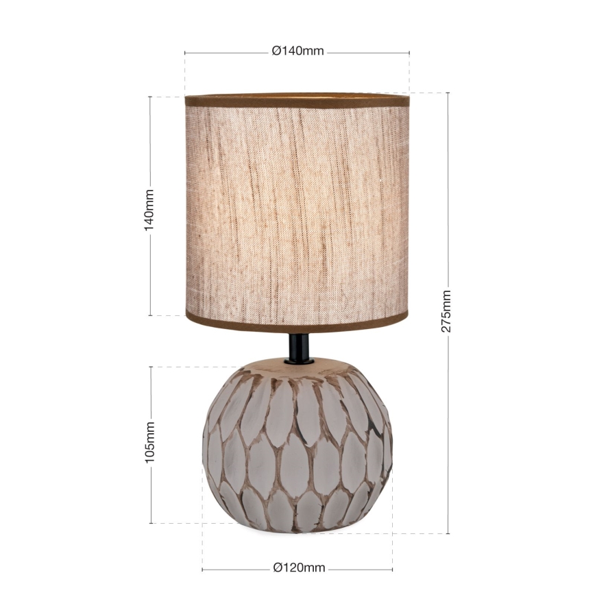 Lampa stołowa PINIA 1xE14/25W/230V ceramika beżowy/szary