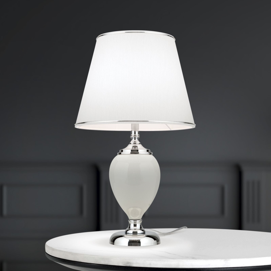 Lampa stołowa OVUM 1xE27/40W/230V 48 cm ceramika biały/chrom błyszczący