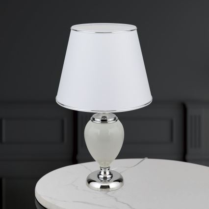 Lampa stołowa OVUM 1xE27/40W/230V 48 cm ceramika biały/chrom błyszczący